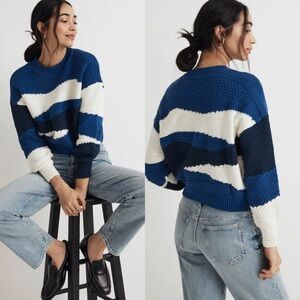 MADEWELL Intarsia Crewneck Sweater Blue and White size XS